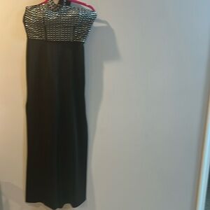 Venus Size 4 Black Pants Jumpsuit w/Rhinestone Collar Shoulders/Back Out Slits